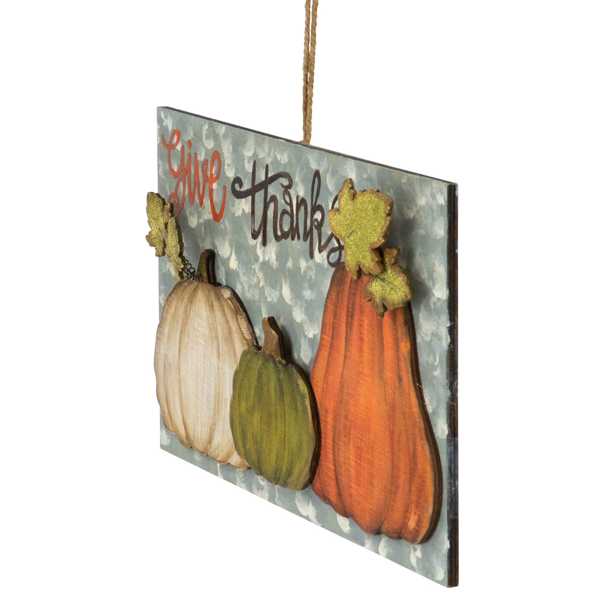 16.5" Give Thanks Fall Harvest Pumpkin Wall Sign